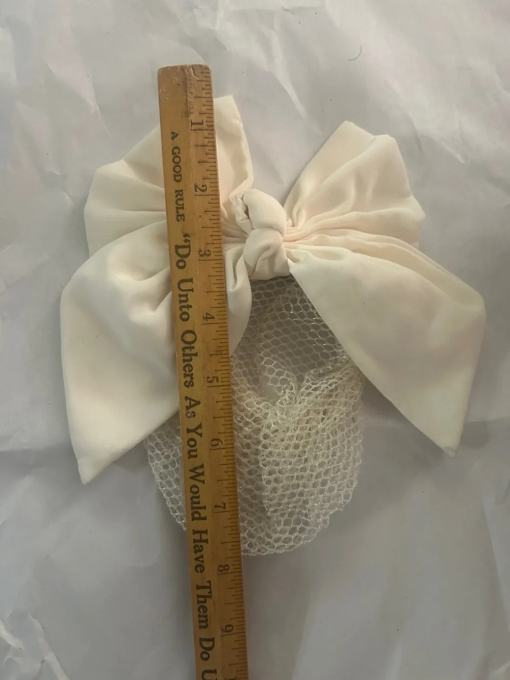 Vintage Ivory Bow Hair Net Barrette